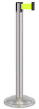 Satin Stainless Steel Finish Fluorescent Yellow Belt 12.5" Rounded Modern Contempo Retractable Belt Stanchion