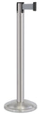 Satin Stainless Steel Finish Gray Belt 12.5" Rounded Modern Contempo Retractable Belt Stanchion