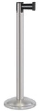 Satin Stainless Steel Finish Silver/Black Belt 12.5" Rounded Modern Contempo Retractable Belt Stanchion