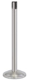 Satin Stainless Steel Finish No Belt 12.5" Rounded Modern Contempo Retractable Belt Stanchion