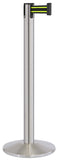 Satin Stainless Steel Finish Black/Yellow Belt 14" Sloped Modern Contempo Retractable Belt Stanchion