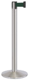 Satin Stainless Steel Finish Forest Green Belt 14" Sloped Modern Contempo Retractable Belt Stanchion