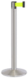 Satin Stainless Steel Finish Fluorescent Yellow Belt 14" Sloped Modern Contempo Retractable Belt Stanchion