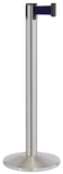 Satin Stainless Steel Finish Navy Blue Belt 14" Sloped Modern Contempo Retractable Belt Stanchion