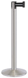 Satin Stainless Steel Finish Silver/Black Belt 14" Sloped Modern Contempo Retractable Belt Stanchion