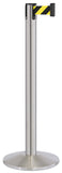 Satin Stainless Steel Finish Safety Stripe Belt 14" Sloped Modern Contempo Retractable Belt Stanchion