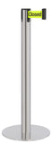 Satin Stainless Steel Finish Do Not Enter-Temporarily Closed Belt 14.5" Slim Modern Contempo Retractable Belt Stanchion