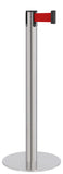 Satin Stainless Steel Finish Red Belt 14.5" Slim Modern Contempo Retractable Belt Stanchion