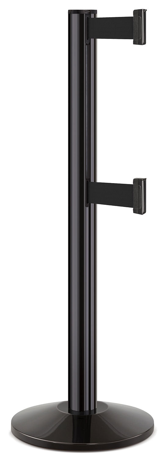 Gloss Black ADA Compliant Double-Belted Stanchion
