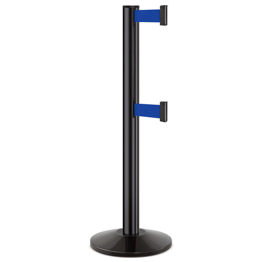Gloss Black ADA Compliant Double-Belted Stanchion