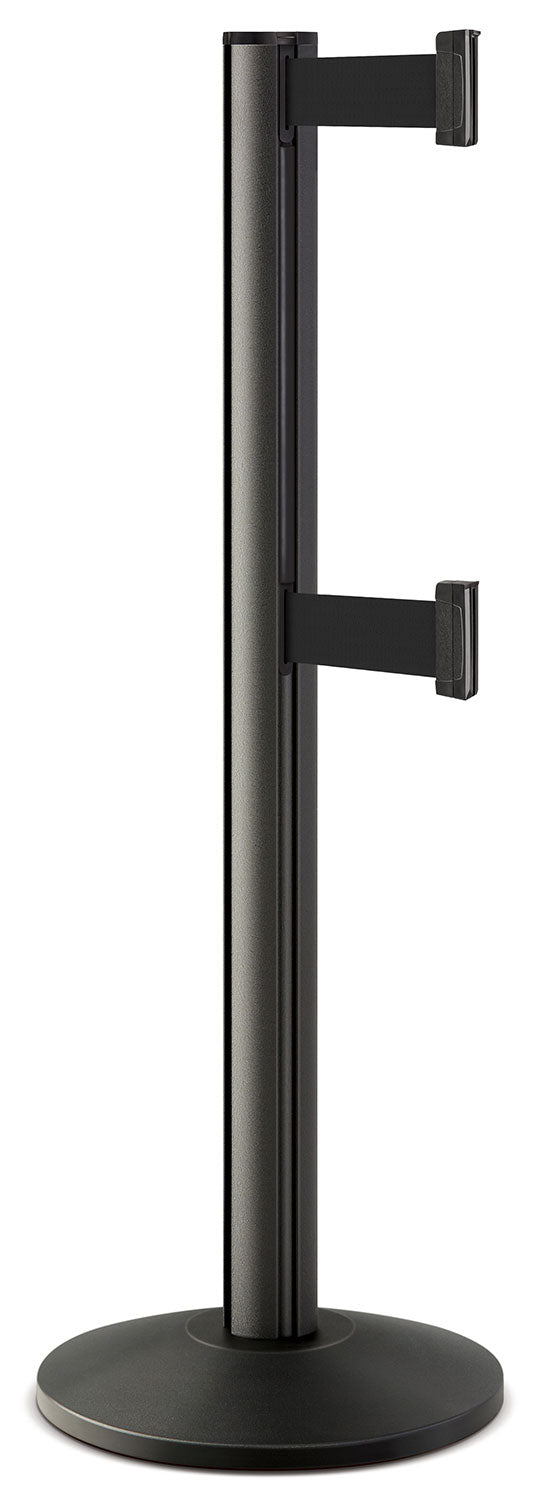 Wrinkle Black ADA Compliant Double-Belted Stanchion