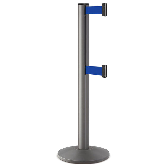 Wrinkle Charcoal ADA Compliant Double-Belted Stanchion