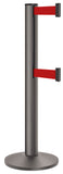 Wrinkle Charcoal ADA Compliant Double-Belted Stanchion