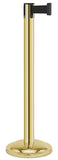 Gold Finish Black Belt 12.5" Rounded Modern Contempo Retractable Belt Stanchion