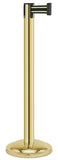 Gold Finish Black/Yellow Belt 12.5" Rounded Modern Contempo Retractable Belt Stanchion