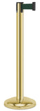 Gold Finish Forest Green Belt 12.5" Rounded Modern Contempo Retractable Belt Stanchion