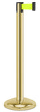 Gold Finish Fluorescent Yellow Belt 12.5" Rounded Modern Contempo Retractable Belt Stanchion