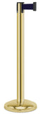 Gold Finish Navy Blue Belt 12.5" Rounded Modern Contempo Retractable Belt Stanchion