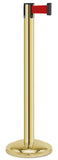 Gold Finish Red Belt 12.5" Rounded Modern Contempo Retractable Belt Stanchion