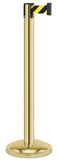Gold Finish Safety Stripe Belt 12.5" Rounded Modern Contempo Retractable Belt Stanchion