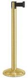 Satin Gold Finish Black Belt 12.5" Rounded Modern Contempo Retractable Belt Stanchion