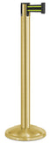 Satin Gold Finish Black/Yellow Belt 12.5" Rounded Modern Contempo Retractable Belt Stanchion