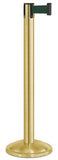 Satin Gold Finish Forest Green Belt 12.5" Rounded Modern Contempo Retractable Belt Stanchion