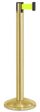 Satin Gold Finish Fluorescent Yellow Belt 12.5" Rounded Modern Contempo Retractable Belt Stanchion