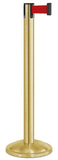 Satin Gold Finish Red Belt 12.5" Rounded Modern Contempo Retractable Belt Stanchion