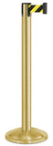 Satin Gold Finish Safety Stripe Belt 12.5" Rounded Modern Contempo Retractable Belt Stanchion