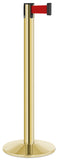 Gold Finish Red Belt 14" Sloped Modern Contempo Retractable Belt Stanchion