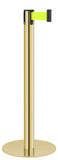 Gold Finish Fluorescent Yellow Belt 14.5" Slim Modern Contempo Retractable Belt Stanchion