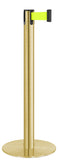 Satin Gold Finish Fluorescent Yellow Belt 14.5" Slim Modern Contempo Retractable Belt Stanchion