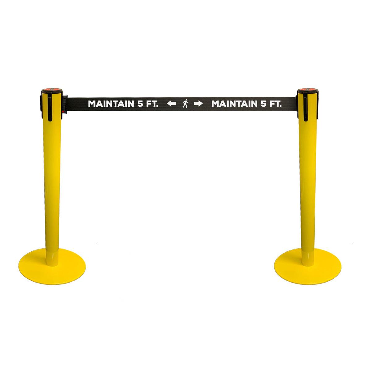 ProDividers High Quality Satin Yellow Retractable Belt Stanchions