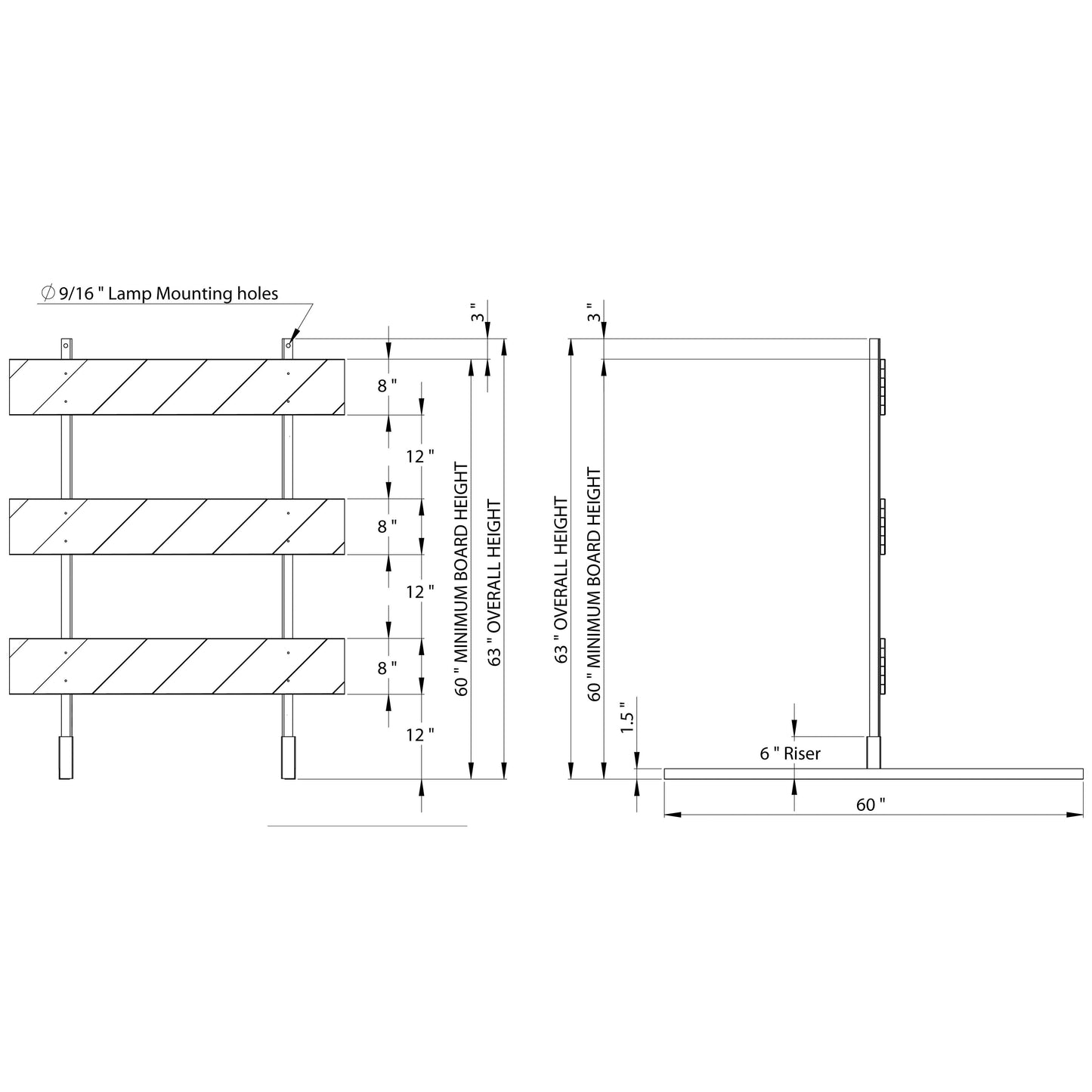 Type III Plastic Power Post with Multiple Feet Barricade
