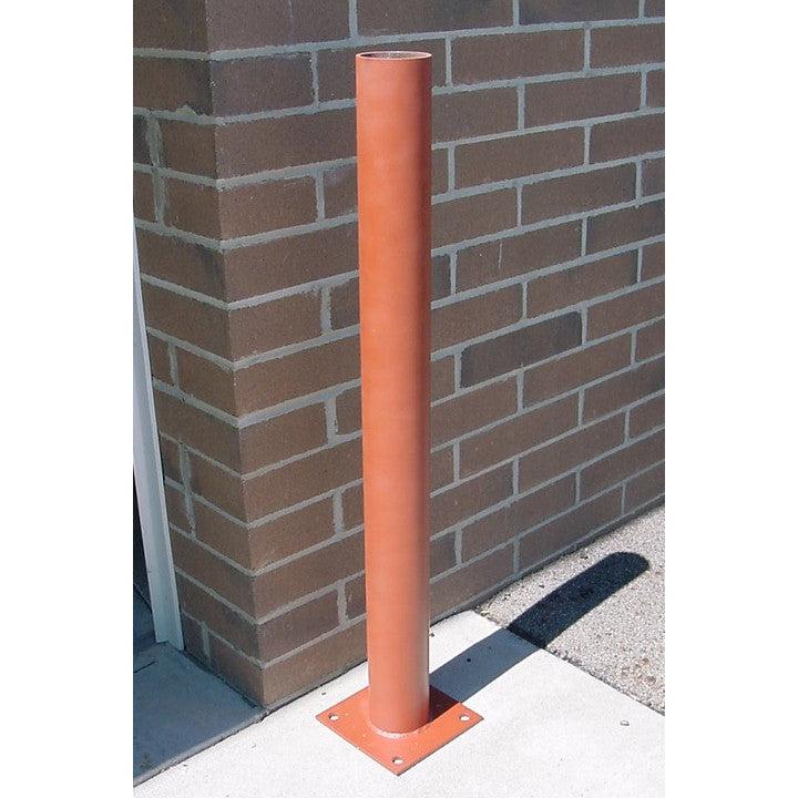 4" x 48" Surface Mount Steel Bollard, 8" x 8" Plate with 4 holes, Already Primed