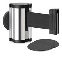 Chrome Glass/Surface Mount Retractable Belt - Black 10 ft