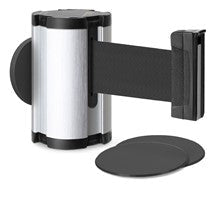 Satin Aluminum Glass/Surface Mount Retractable Belt - Black 10 ft