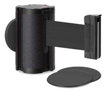 Wrinkle Black Glass/Surface Mount Retractable Belt Safety Barrier