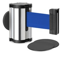 Chrome Glass/Surface Mount Retractable Belt - Blue 10 ft