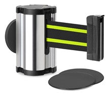 Chrome Glass/Surface Mount Retractable Belt - Black/Yellow 10 ft