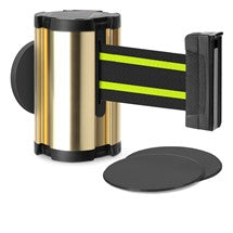 Gold Glass/Surface Mount Retractable Belt - Black/Yellow 10 ft