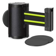 Wrinkle Black Glass/Surface Mount Retractable Belt Safety Barrier