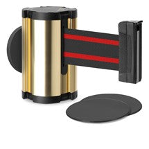Gold Glass/Surface Mount Retractable Belt - Black/Red 10 ft