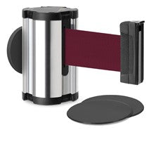 Chrome Glass/Surface Mount Retractable Belt - Burgundy 10 ft