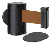 Wrinkle Black Glass/Surface Mount Retractable Belt Safety Barrier