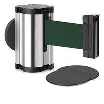 Chrome Glass/Surface Mount Retractable Belt - Forest Green 10 ft