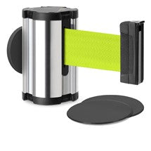 Chrome Glass/Surface Mount Retractable Belt - Fluorescent Yellow 10 ft