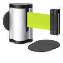 Satin Aluminum Glass/Surface Mount Retractable Belt - Fluorescent Yellow 10 ft