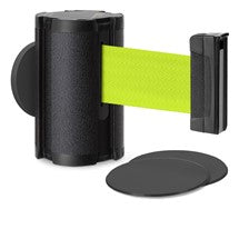 Wrinkle Black Glass/Surface Mount Retractable Belt Safety Barrier